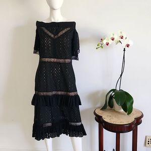 NWT Black Eyelet Shoulder Dress